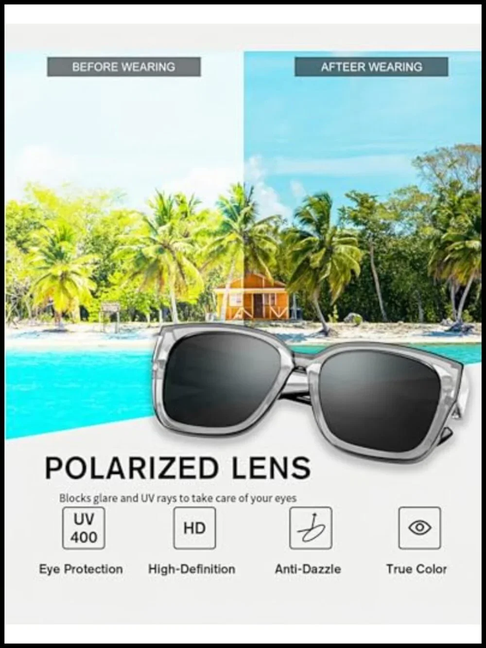 Polarized Fit Over Sunglasses Oversized Square Frame TR90 Wrap Around Shades 2